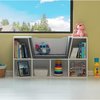 Basicwise White Modern Multi-Purpose Bookshelf with Storage Space and Gray Cushioned Reading Nook QI004152.WT